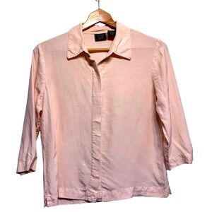 Soft Girl Linen Button Blouse Petite Medium Classic‎ Soft Girl Chic Pastel Airy